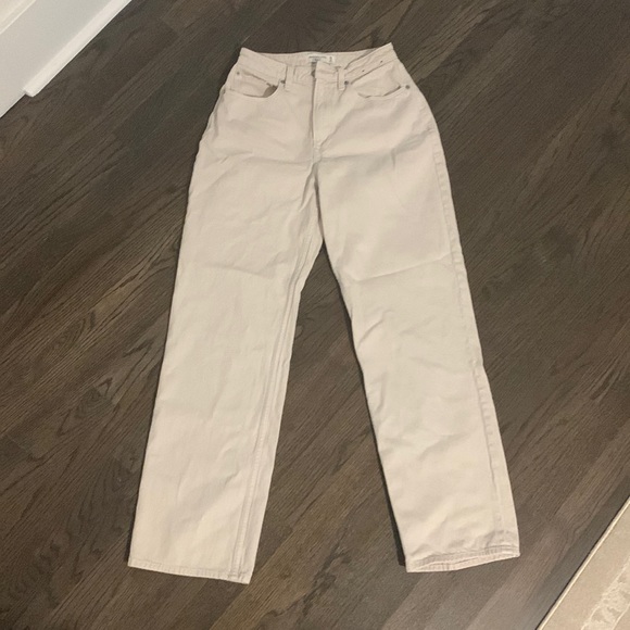 Abercrombie The Loose High Rise Jeans in Cream, Relaxed 90s Fit, Curve Love - Picture 1 of 5